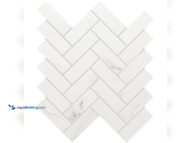 Lot 49-5408407 - Approx 84 Sq Ft. Florida Tile Home Collection Michelangelo Calacatta 12 in. x 15 in. Herringbone Mat...