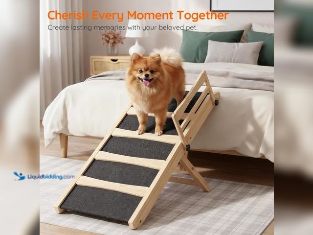 Lot 49-3565452 - HOOBRO Dog Ramp for Bed, 15.7" Width Folding Pet Ramp with Guardrail and Non-Slip Mat, Dog Ramp for ...