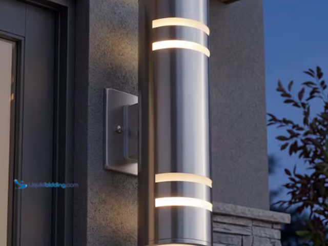 Lot 49-1636798 - Artika V3 Stream Stainless Steel Modern Outdoor Hardwired Garage and Porch Light Cylinder Sconce Mod...