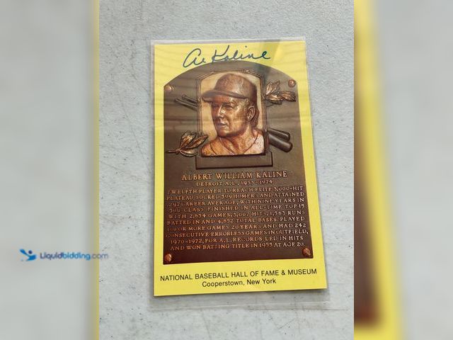 Lot 49-1801472 - BASEBALL HALL OF FAME PLAQUE CARD AL KALINE AUTOGRAPH