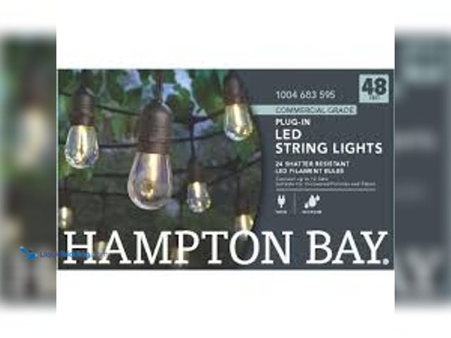 Lot 49-5407246 - Hampton Bay 24-Light 48 ft. Plug-in Indoor/Outdoor Edison Patio String Light with S14 Single Filamen...