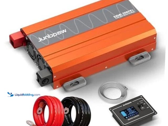 Lot 49-5433788 - 2080W Pure Sine Wave Inverter, 12V DC to 110V/120V AC, 6000W Peak, LGE-2080Ti. Item is Used