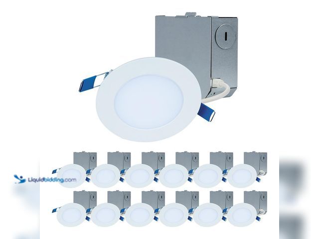 Lot 49-5453422 - HALO HLBE 4 in. Ultra-Thin Downlight 3000K Fixed CCT New Construction/ Remodel Integrated LED Recess...