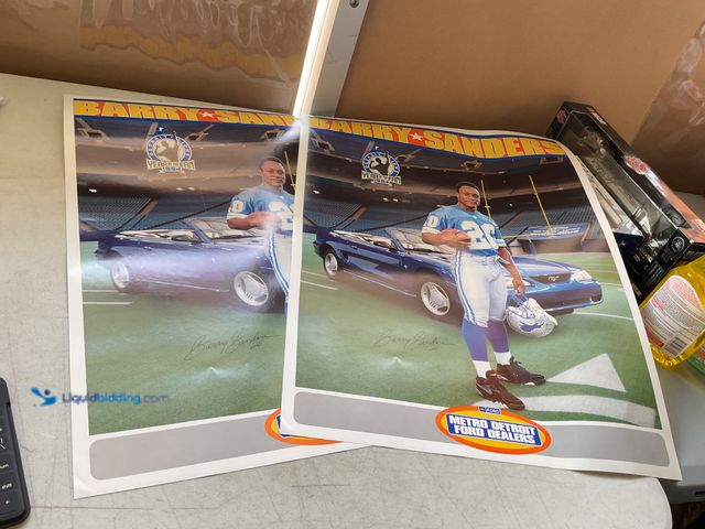 Lot 49-5515558 - Other LOT OF 2 NEW METRO DETROIT FORD DEALERS BARRY SANDERS DETROIT LIONS PROMO POSTER WITH FACSIMIL...