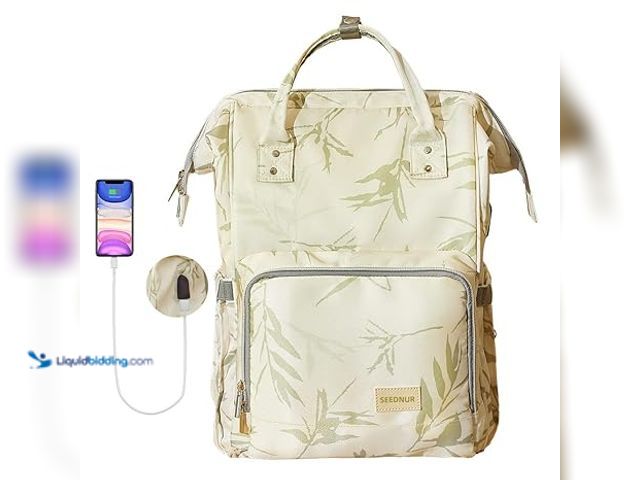 Lot 49-1572157 - SEENUR Diaper Bag Backpack Travel Handbags Waterproof Diaper Tote  with USB Charging Port and Data W...