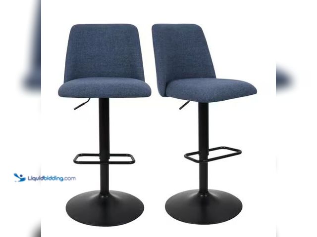Lot 49-3562118 - Elevens
Bruno Blue Adjustable 24"-32" Seat Height High Back Bar Stool (Set of 2) (17 in. W x 32-44 ...