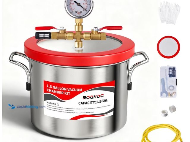 Lot 49-3431910 - 1.5 Gallon Vacuum Chamber, 201 Stainless Steel Degassing Chamber with Acrylic Lid and 4.9 ft Hose, f...