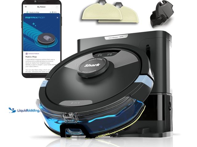 Lot 49-1516222 - Shark Matrix Plus 2in1 Robot Vacuum & Mop with Sonic Mopping, Matrix Clean, Home Mapping, HEPA Bagle...