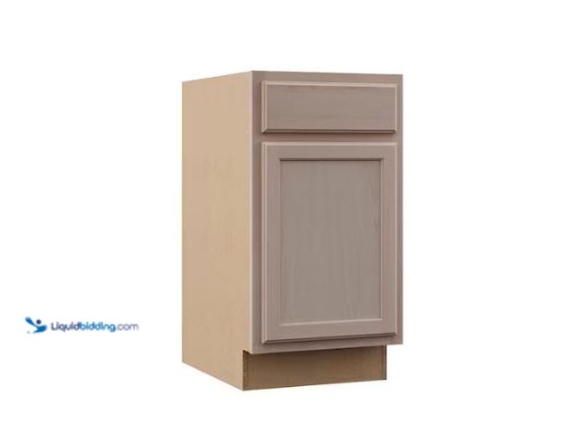 Lot 49-1577103 - Hampton Bay Recessed Panel 18 in. W x 24 in. D x 34.5 in. H Assembled Base Cabinet in Unfinished, Mo...