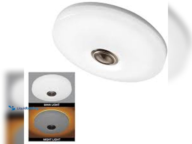 Lot 49-3531647 - Commercial Electric Low Profile 11 in. LED Flush Mount w/Night Light Feature - 2 Decorative Medallio...