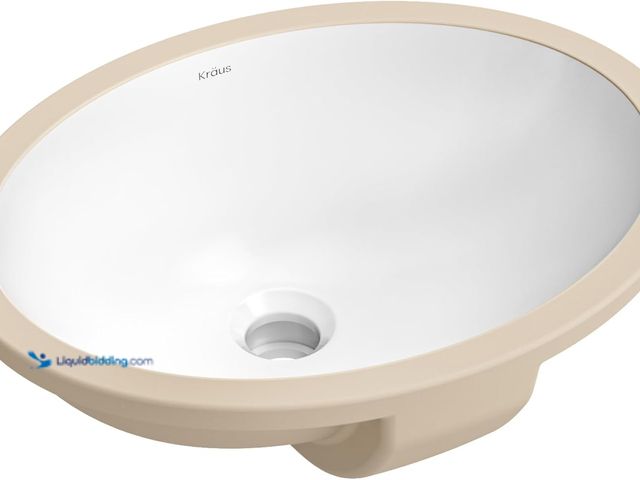 Lot 49-3527603 - KRAUS Elavo 16.75 in. Oval Porcelain Ceramic Undermount Bathroom Sink in White with Overflow Drain, ...