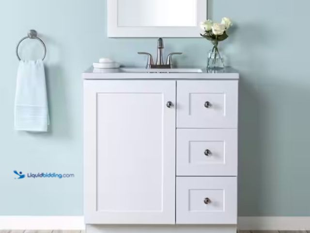 Lot 49-5574201 - Glacier Bay
Bannister 31 in. Single Sink White Bath Vanity with Granite-Look Colorpoint White Cultu...