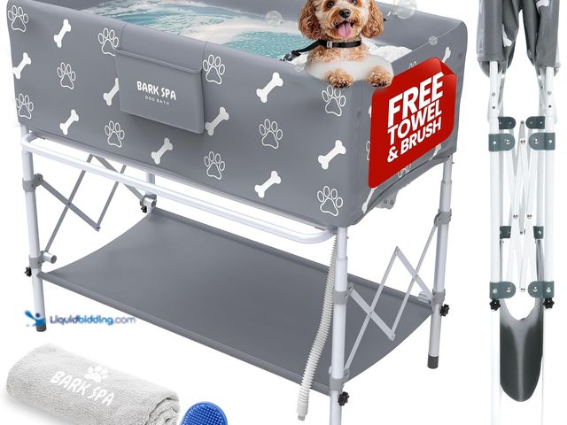 Lot 49-5463515 - Dog Bath Tub - Free Brush & Towel – Foldable & Portable Dog Washing Station – Lightweight Elevated D...