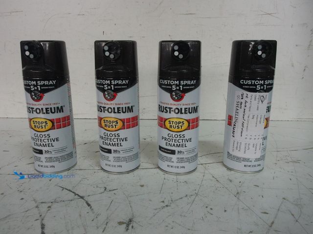Lot 49-1629063 - Lot of (4) Stops Rust Custom Spray 5-in-1 Spray Paint, Gloss Dark Walnut, 12 Oz., Model #376890, Unu...