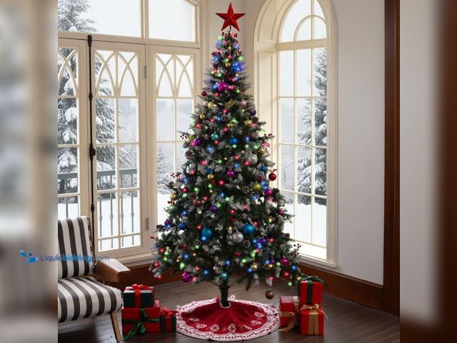 Lot 49-1546964 - BSHAPPLUS® 7.5ft Pre-Lit Artificial Christmas Trees, Pré-Decorated Green Xmas Tree with 1700 Branch ...