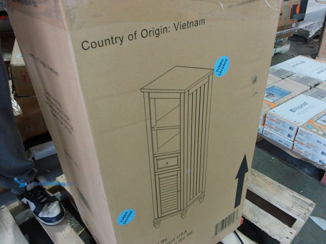 Lot 49-1593732 - Home Decorators Collection Hamilton 18 in. W x 14 in. D x 52.5 in. H Gray Freestanding Linen Cabinet...