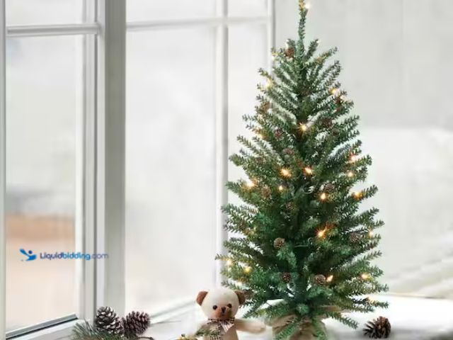 Lot 49-1547281 - Puleo International 3 ft. Prelit Fir Artificial Christmas Tree with 50 Lights and Pine Cones, Model ...