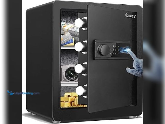 Lot 49-5448724 - Kavey 2.0 Cub Biometric Safe Box, Fingerprint Safe with Backlit Touch Screen Keypad and Dual Alarm S...