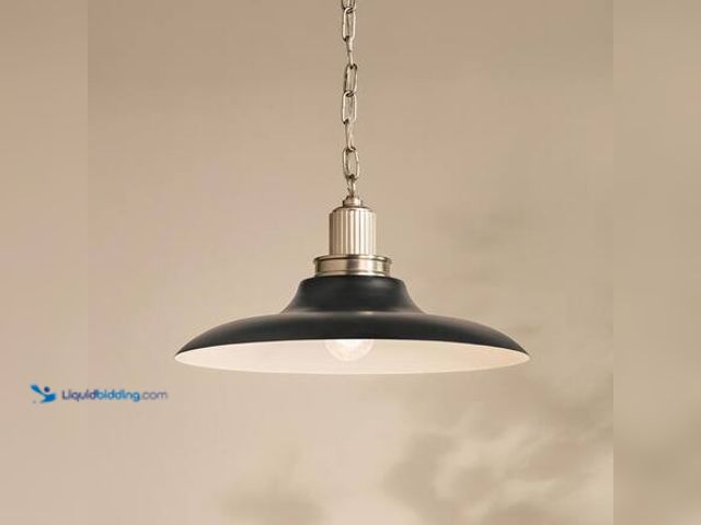 Lot 49-5546336 - KICHLER Sarek 1-Light Convertible Pendant/Semi Flush in Black Model # 38277 unused. Unable to test