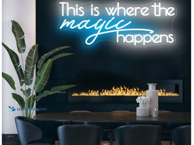 Lot 49-1575707 - This Is Where The Magic Happens Neon Sign Large, 25.6x10.4 Inch This Is Where The Magic Happens Neon...