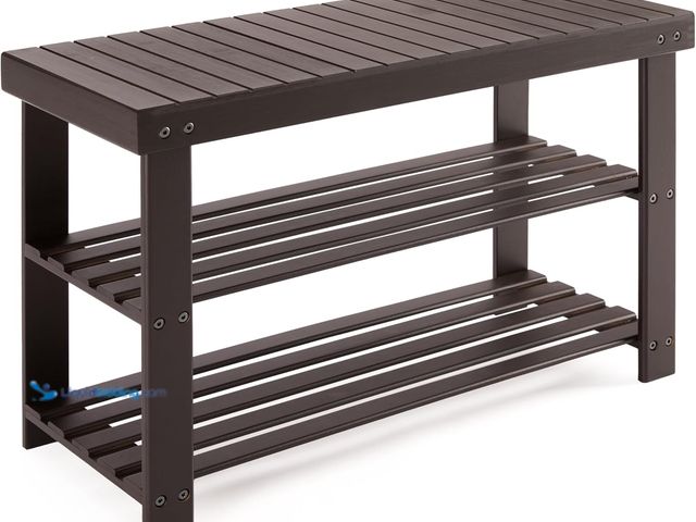 Lot 49-5463387 - Simple Deluxe Shoe Rack Bench, 3-Tier Bamboo Storage Organizer, 286lb Capacity Entryway Bench for Fr...