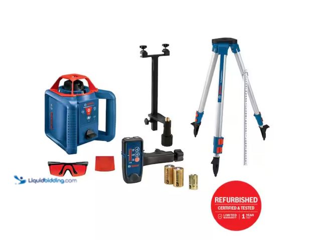 Lot 49-1622416 - Bosch 800 ft. Rotary Laser Level Self Leveling Complete Kit with Hard Carrying Case Factory Recondit...