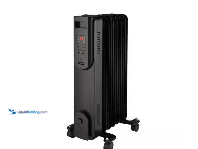 Lot 49-1571078 - Konwin1500-Watt Black Indoor Electric Oil-Filled Radiator Convection Radiant Space Heater with Remot...