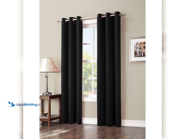 Lot 49-3616736 - Sun Zero Set of (4) Black Woven Thermal Blackout Curtain - 40" W x 63"L - Unused - Model # 44023  Re...