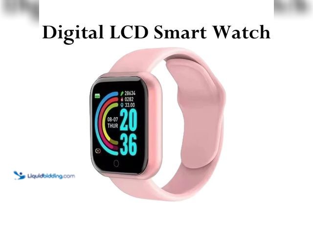 Lot 49-1616203 - Waterproof Smart Watch with Digital LCD Screen Pink Case with Pink Silicone Band - NEW - Works with ...