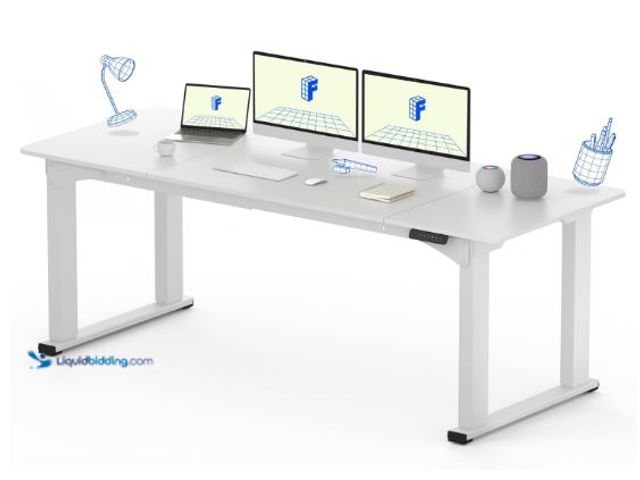 Lot 49-1553943 - FLEXISPOT E6Q 4 Legs Standing Desk 78 x 32 Inch Adjustable Height Desk with Splice Board Home Office...