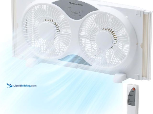 Lot 49-5553235 - Comfort Zone Window Fan for Bedroom, 9 inch 3 Speed Dual Fans with Auto-Locking Expanders, 3 Modes (...