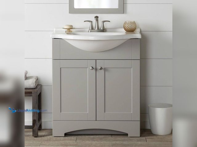 Lot 49-5445043 - Glacier Bay
Del Mar 31 in. Single Sink Gray Bath Vanity with White Cultured Marble Top (Assembled) ...