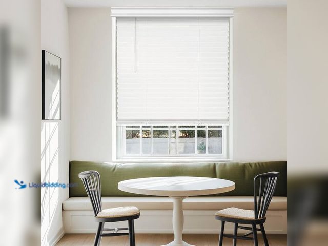 Lot 49-2024347 - Chicology White Cordless Blackout Faux Wood Blinds with 2 in. Slats-Valance Privacy No-Hole Design 3...