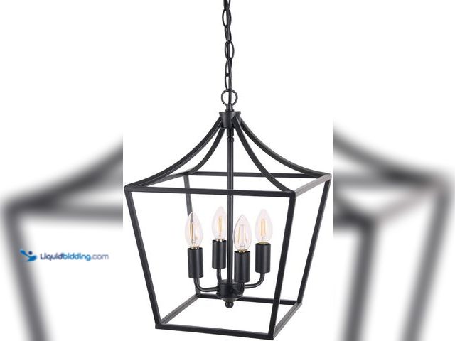 Lot 49-1518430 - Marden 4-Light Chandelier, Industrial Style Lighting for Entryway, Hallway and Dining Room - Matte B...
