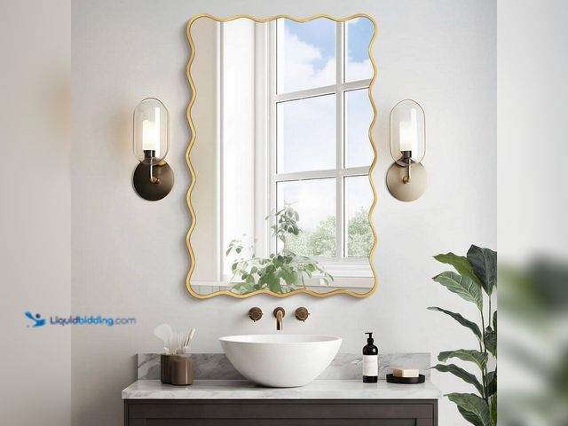 Lot 49-3537917 - Hochwertiges
24 in. W x 36 in. H Rectangle Gold Aluminum Alloy Framed Wall Mirror Decorative Wall M...