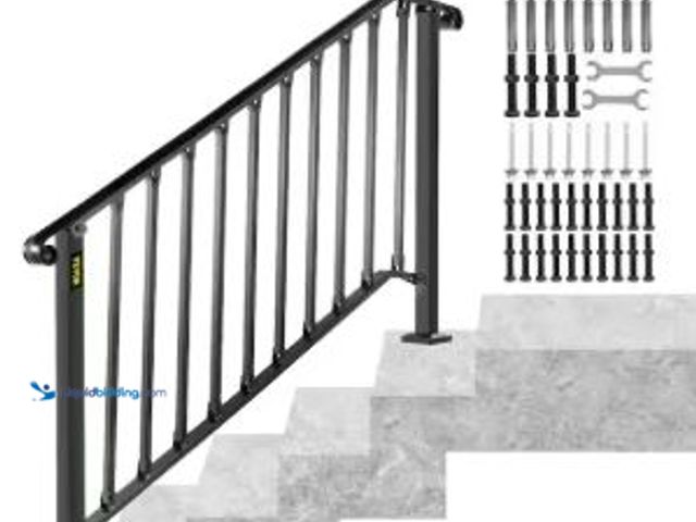 Lot 49-5441205 - VEVOR Handrails for Outdoor Steps 4-5 Step Stair Rail Kit Carbon Steel Railings 60.4 in. L x 3.31 in...