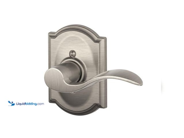 Lot 49-3433329 - Lot of (4) Schlage Camelot Collection Accent Satin Nickel Left-Hand Dummy Lever, Model # B00OJSUO4Q,...