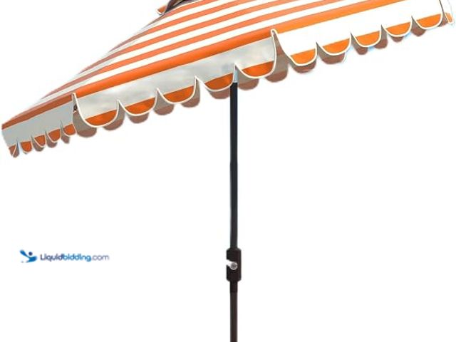 Lot 49-3637909 - Safavieh Vienna 9-Ft Crank Patio Umbrella, Orange, NOTE: Broken crank handle, Model # B0C2D7BLL5, Us...
