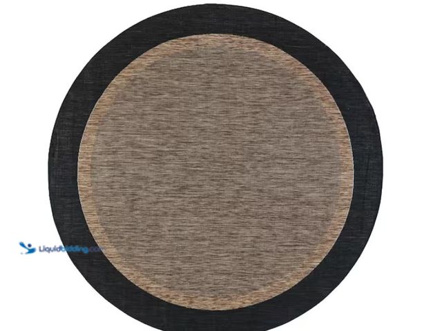 Lot 49-1622568 - 5-Ft Round Eco Solid Border Indoor-Outdoor Area Rug, Slightly Used Condition   Ref#BIN0625
