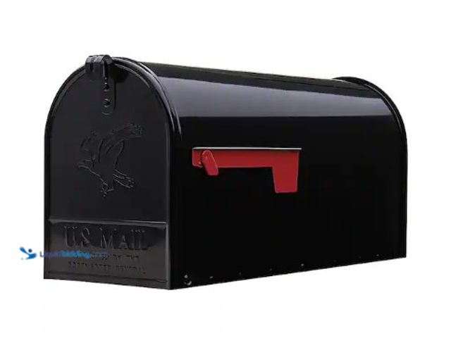 Lot 49-1625634 - Architectural Mailboxes Elite Black, Large, Steel, Post Mount Mailbox, Model # E1600BAM, Unused, Has...