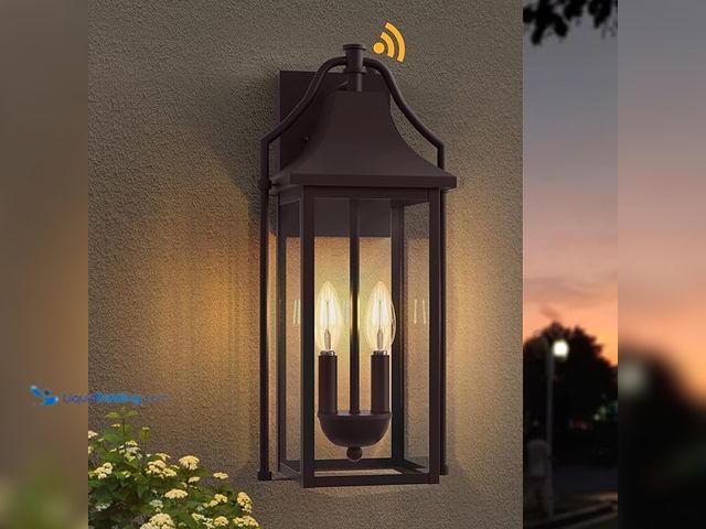 Lot 49-3472689 - 18in Outdoor Wall Sconce Fixtures, Dusk to Dawn Patio Lights Waterproof Exterior Lanterns, 2-Light M...