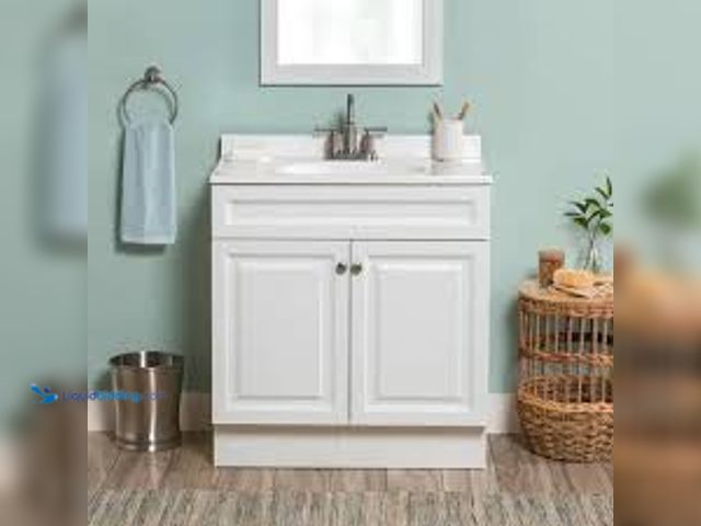 Lot 49-5461366 - Glacier Bay 30 in. Single Sink White Bath Vanity with White Cultured Marble Top (Assembled). Model #...