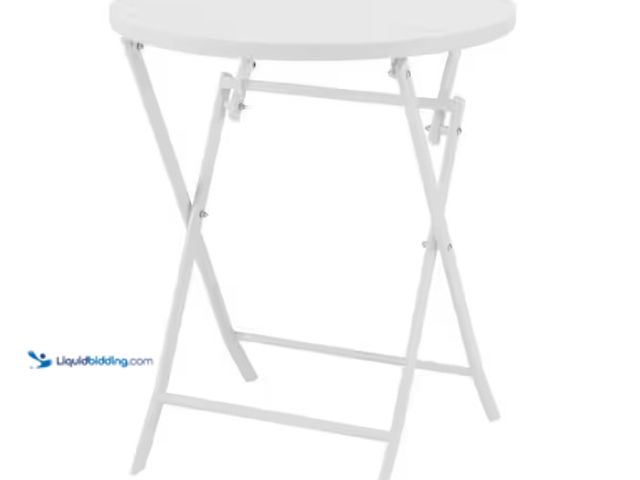 Lot 49-1519047 - StyleWell Mix and Match 24.6 in. White Metal Folding Round Outdoor Patio Bistro Table, Model # FTS41...