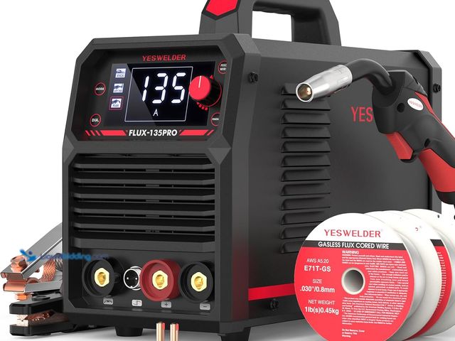 Lot 49-5543855 - YESWELDER 135A MIG Welder, 110V Flux Core Gasless MIG/Lift TIG/Stick 3-in-1 Synergic Control LED Dis...