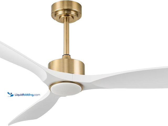 Lot 49-5581806 - Modern White and Gold Ceiling Fans with Lights and Remote MODEL:B0H4BBV5GL UNUSED. UNABLE TO TEST
