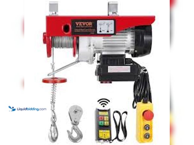 Lot 49-5448975 - VEVOR Electric Hoist, 440 lbs. 120V Electric Winch with 328 ft. Wireless & 14 ft. Wired Remote Contr...