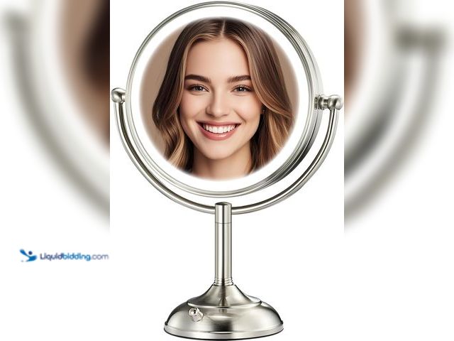 Lot 49-5449350 - 2025 VESAUR 9" Large 5000mAh Rechargeable Lighted Makeup Mirror Nickel, 1X/10X/20X HD Magnifying Mir...