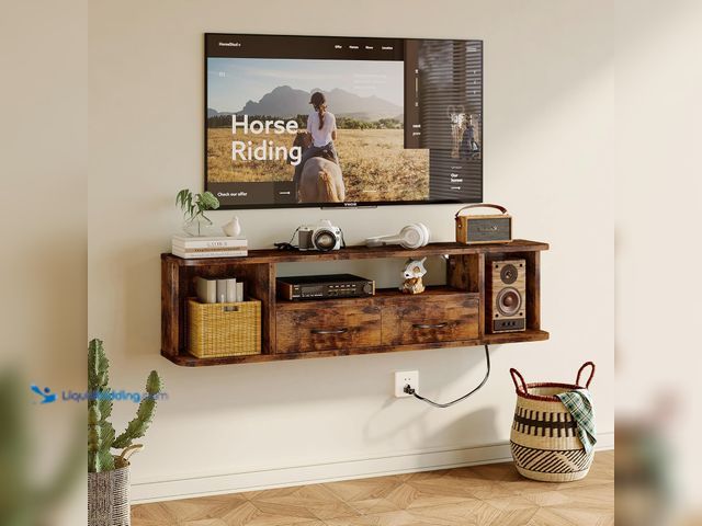 Lot 49-5552987 - Homeiju 52'' Floating TV Stand with Power Outlet,Wall Mounted TV Console with Drawers, Under TV Cabi...
