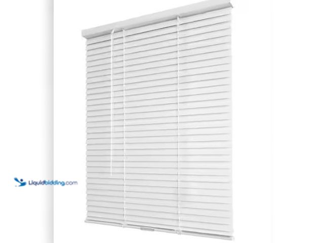 Lot 49-1519259 - White Cordless Room Darkening Vinyl Mini Blinds with 1 in. Slats-35 in. W x 48 in. L (Actual Size 34...