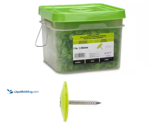 Lot 49-3613565 - Stinger 1 in. (2D) Electro Galvanized Ring Shank Nail with Plastic Cap (3000-Count), Model # 0135051...